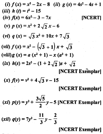 RD Sharma Class 10 Solutions Chapter 2 Polynomials Ex 2.1 1