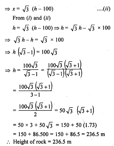 RD Sharma Class 10 Solutions Chapter 12 Heights and Distances Ex 12.1 100