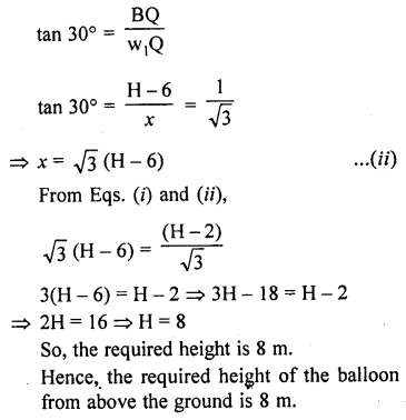 RD Sharma Class 10 Solutions Chapter 12 Heights and Distances Ex 12.1 168