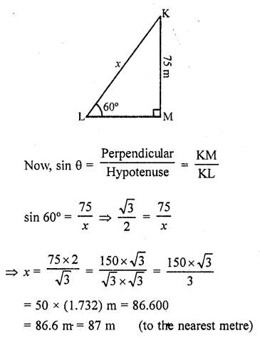 RD Sharma Class 10 Solutions Chapter 12 Heights and Distances Ex 12.1 7