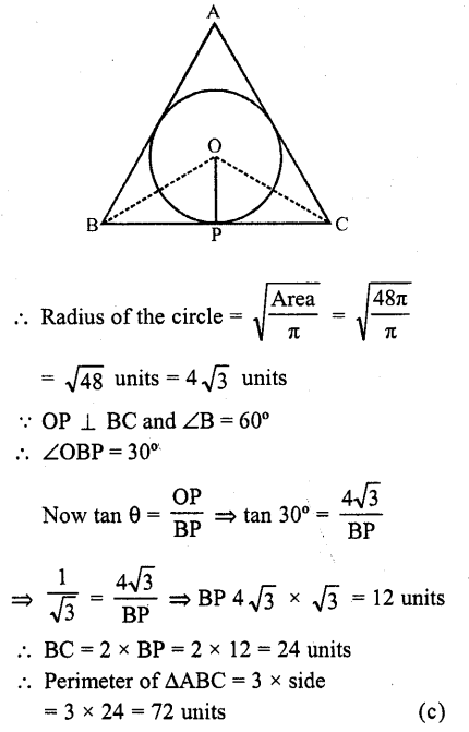 RD Sharma Class 10 Solutions Chapter 13 Areas Related to Circles MCQS 62