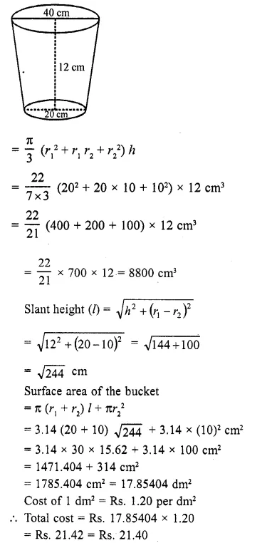 RD Sharma Class 10 Solutions Chapter 14 Surface Areas and Volumes Ex 14.3 1