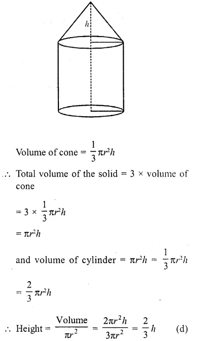 RD Sharma Class 10 Solutions Chapter 14 Surface Areas and Volumes MCQS 34