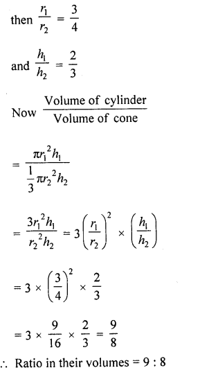 RD Sharma Class 10 Solutions Chapter 14 Surface Areas and Volumes VSAQS 1