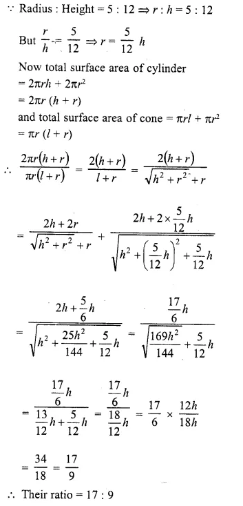 RD Sharma Class 10 Solutions Chapter 14 Surface Areas and Volumes VSAQS 14