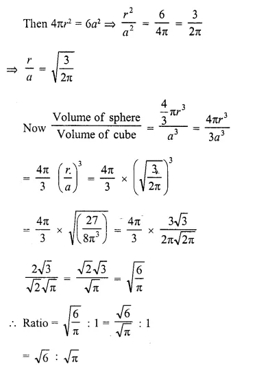 RD Sharma Class 10 Solutions Chapter 14 Surface Areas and Volumes VSAQS 9