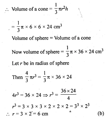 ML Aggarwal Class 10 Solutions for ICSE Maths Chapter 17 Mensuration MCQS Q25.1