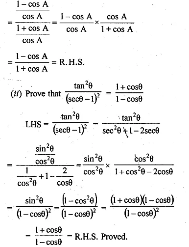 ML Aggarwal Class 10 Solutions for ICSE Maths Chapter 18 Trigonometric Identities Ex 18 Q16.1
