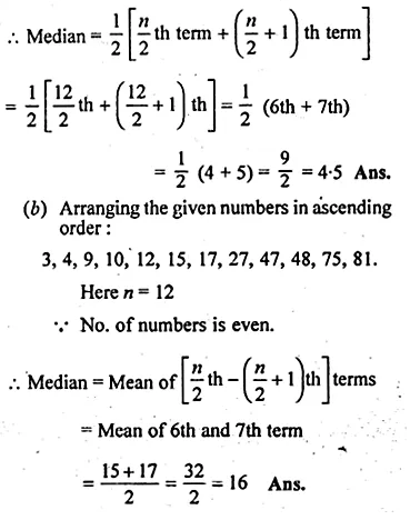 ML Aggarwal Class 10 Solutions for ICSE Maths Chapter 21 Measures of Central Tendency Ex 21.2 Q2.1