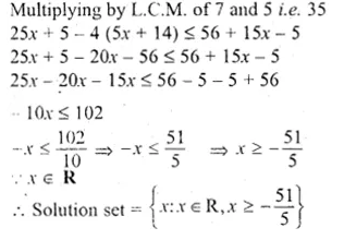 ML Aggarwal Class 10 Solutions for ICSE Maths Chapter 4 Linear Inequations Chapter Test Q5.1