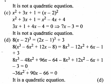 ML Aggarwal Class 10 Solutions for ICSE Maths Chapter 5 Quadratic Equations in One Variable MCQS Q2.2