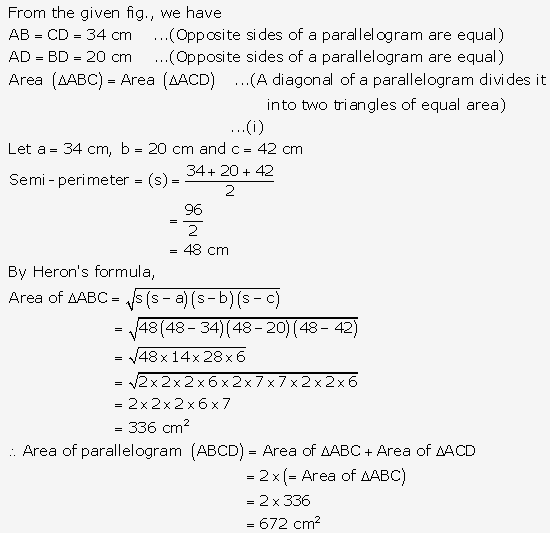 RS Aggarwal Solutions Class 10 Chapter 17 Perimeter and Areas of Plane Figures Test Yourself 16