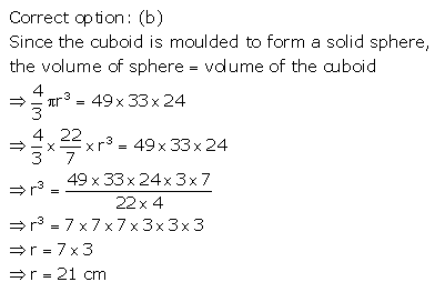 RS Aggarwal Solutions Class 10 Chapter 19 Volume and Surface Areas of Solids MCQ 1