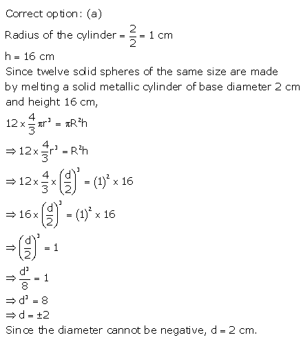 RS Aggarwal Solutions Class 10 Chapter 19 Volume and Surface Areas of Solids MCQ 18