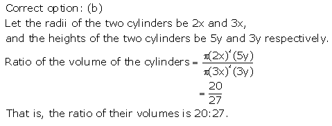 RS Aggarwal Solutions Class 10 Chapter 19 Volume and Surface Areas of Solids MCQ 46