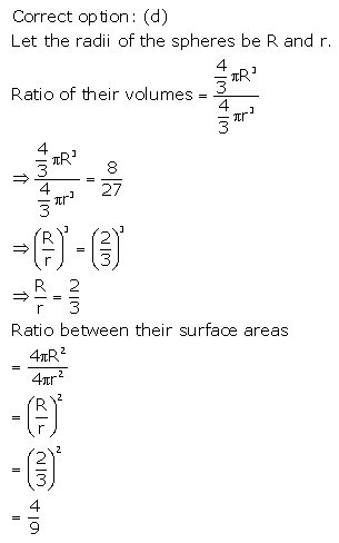 RS Aggarwal Solutions Class 10 Chapter 19 Volume and Surface Areas of Solids MCQ 56