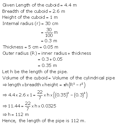 RS Aggarwal Solutions Class 10 Chapter 19 Volume and Surface Areas of Solids Test Yourself 19