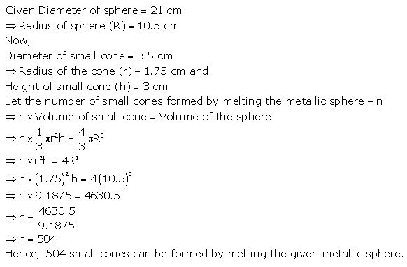RS Aggarwal Solutions Class 10 Chapter 19 Volume and Surface Areas of Solids Test Yourself 7