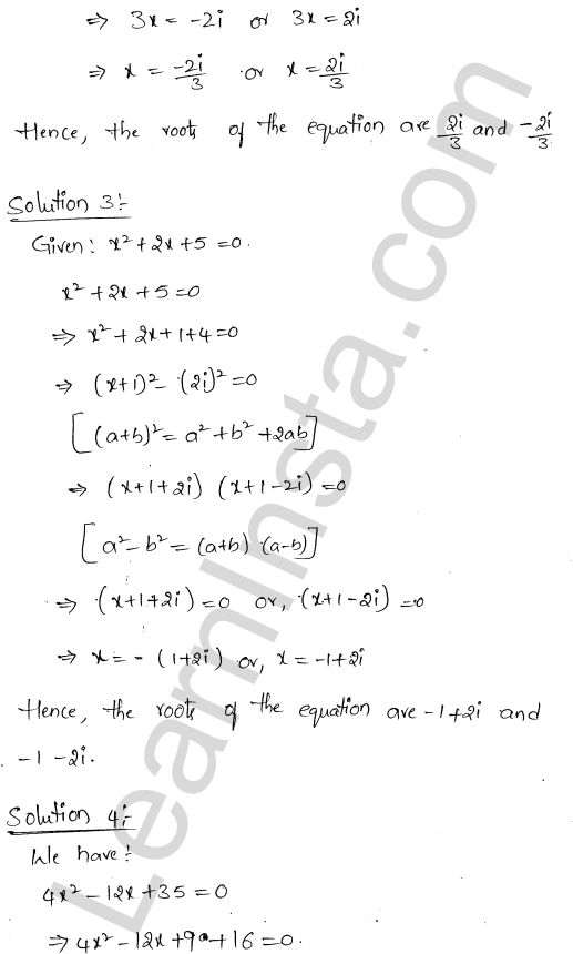 RD Sharma Class 11 Solutions Chapter 14 Quadratic Equations Ex 14.1 1.2