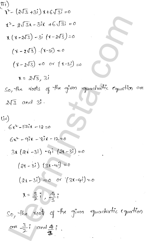 RD Sharma Class 11 Solutions Chapter 14 Quadratic Equations Ex 14.2 1.2