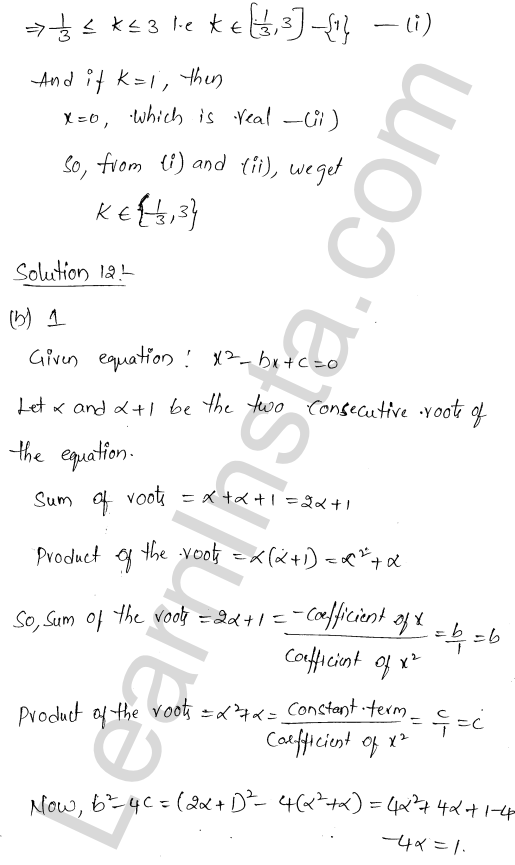 RD Sharma Class 11 Solutions Chapter 14 Quadratic Equations MCQ 1.10
