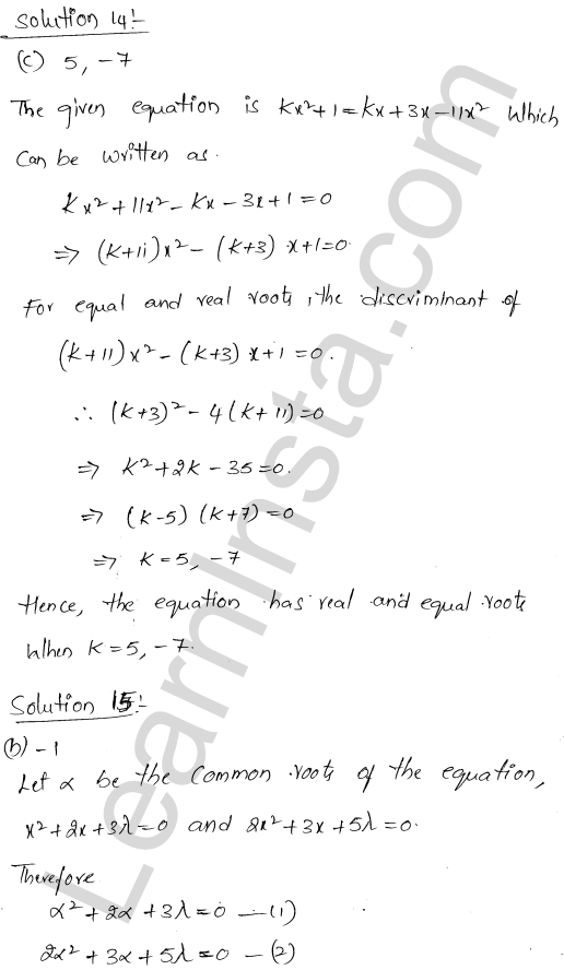 RD Sharma Class 11 Solutions Chapter 14 Quadratic Equations MCQ 1.12