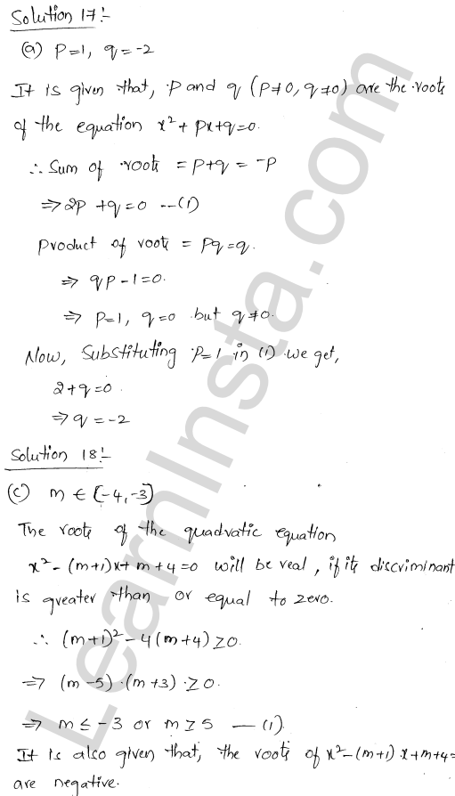 RD Sharma Class 11 Solutions Chapter 14 Quadratic Equations MCQ 1.14