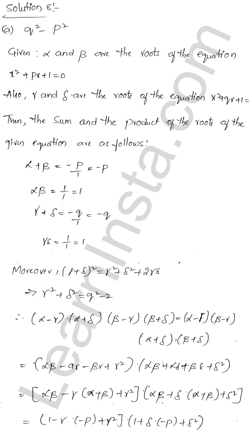 RD Sharma Class 11 Solutions Chapter 14 Quadratic Equations MCQ 1.6
