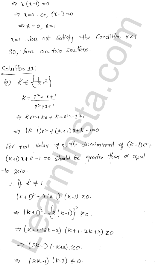 RD Sharma Class 11 Solutions Chapter 14 Quadratic Equations MCQ 1.9