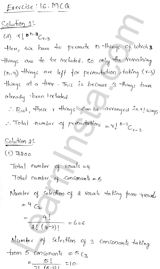 RD Sharma Class 11 Solutions Chapter 16 Permutations MCQ 1.1