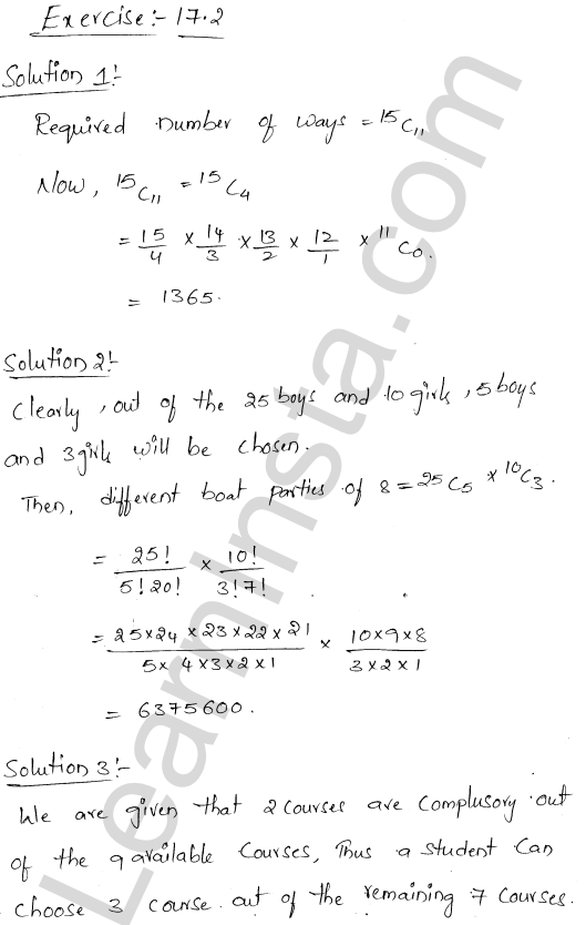 RD Sharma Class 11 Solutions Chapter 17 Combinations Ex 17.2 1.1