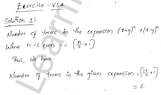 RD Sharma Class 11 Solutions Chapter 18 Binomial Theorem VSAQ 1.1