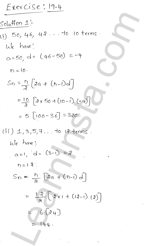 RD Sharma Class 11 Solutions Chapter 19 Arithmetic Progressions Ex 19.4 1.1