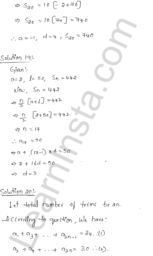 RD Sharma Class 11 Solutions Chapter 19 Arithmetic Progressions Ex 19.4 1.20