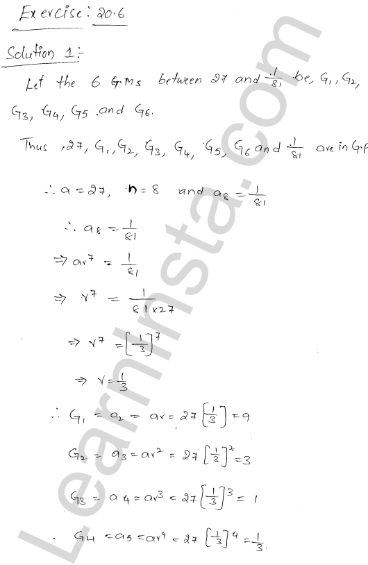 RD Sharma Class 11 Solutions Chapter 20 Geometric Progressions Ex 20.6 1.1