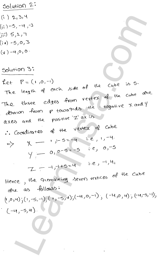 RD Sharma Class 11 Solutions Chapter 28 Introduction to 3D coordinate geometry Ex 28.1 1.2