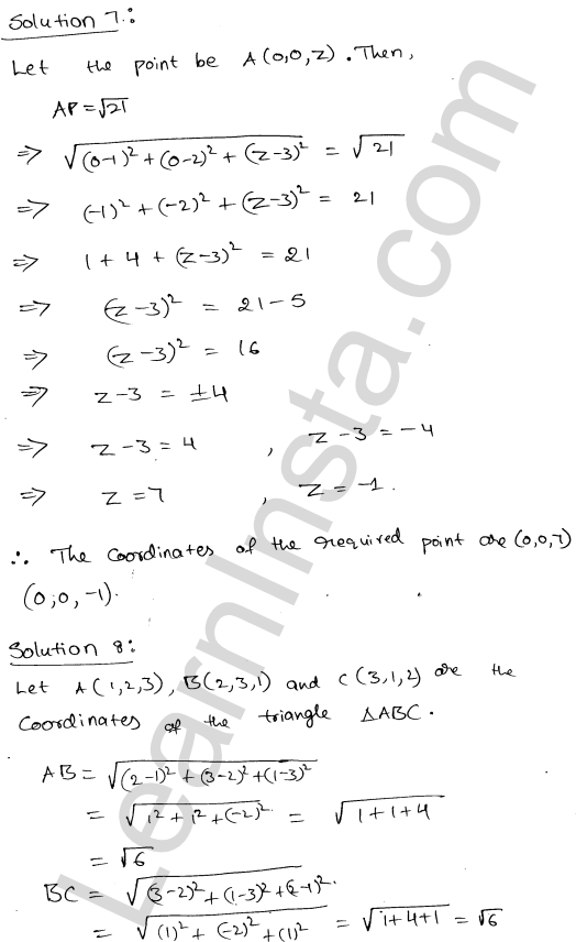 RD Sharma Class 11 Solutions Chapter 28 Introduction to 3D coordinate geometry Ex 28.2 1.11