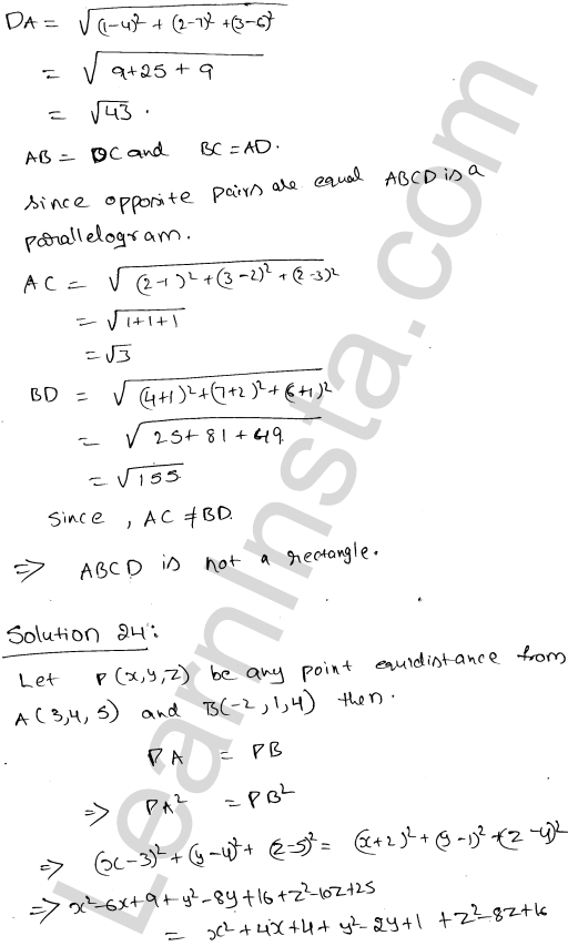 RD Sharma Class 11 Solutions Chapter 28 Introduction to 3D coordinate geometry Ex 28.2 1.27