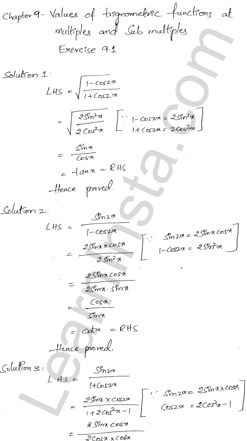RD Sharma Class 11 Solutions Chapter 9 Trigonometric Ratios of Multiple and Submultiple Angles Ex 9.1 1.1