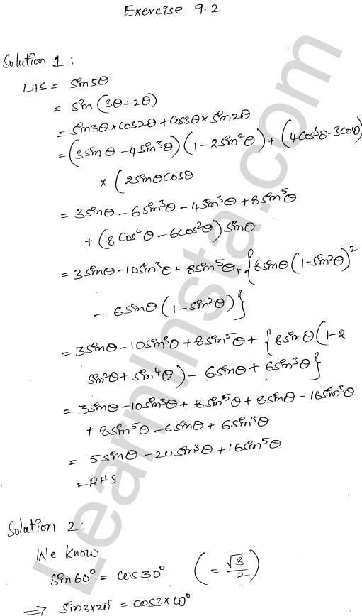 RD Sharma Class 11 Solutions Chapter 9 Trigonometric Ratios of Multiple and Submultiple Angles Ex 9.2 1.1