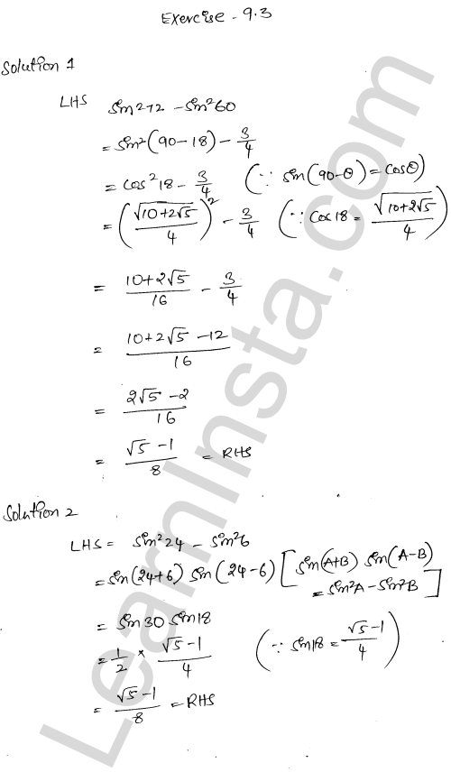 RD Sharma Class 11 Solutions Chapter 9 Trigonometric Ratios of Multiple and Submultiple Angles Ex 9.3 1.1