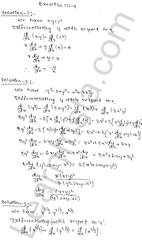 RD Sharma Class 12 Solutions Chapter 11 Differentiation Ex 11.4 1.1