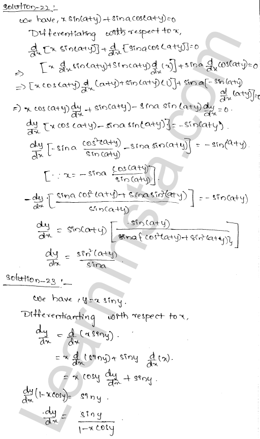 RD Sharma Class 12 Solutions Chapter 11 Differentiation Ex 11.4 1.12