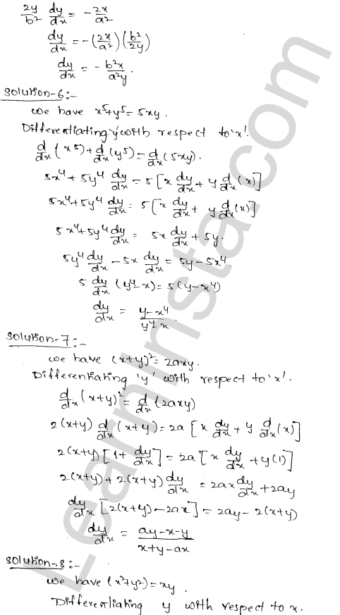 RD Sharma Class 12 Solutions Chapter 11 Differentiation Ex 11.4 1.3