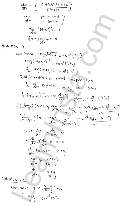 RD Sharma Class 12 Solutions Chapter 11 Differentiation Ex 11.4 1.9