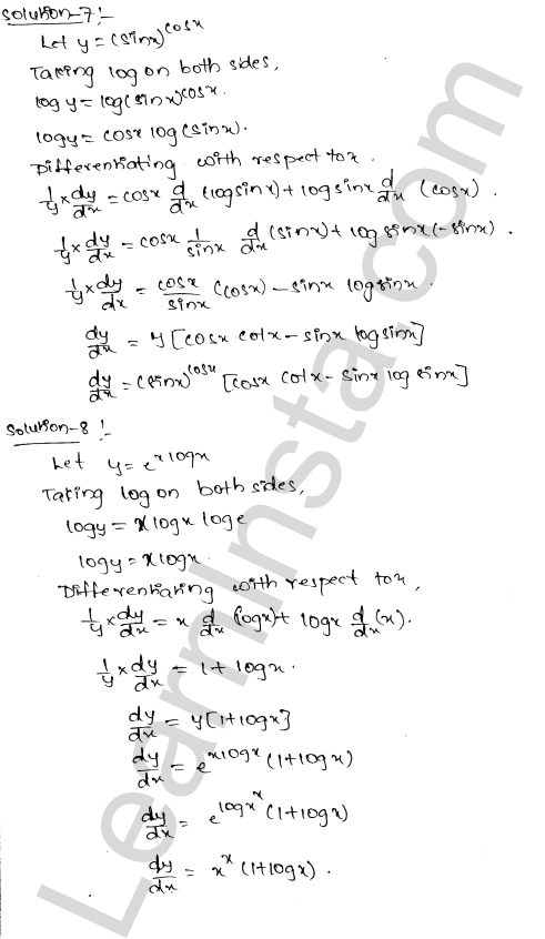 RD Sharma Class 12 Solutions Chapter 11 Differentiation Ex 11.5 1.4