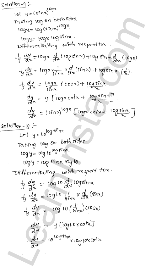 RD Sharma Class 12 Solutions Chapter 11 Differentiation Ex 11.5 1.5