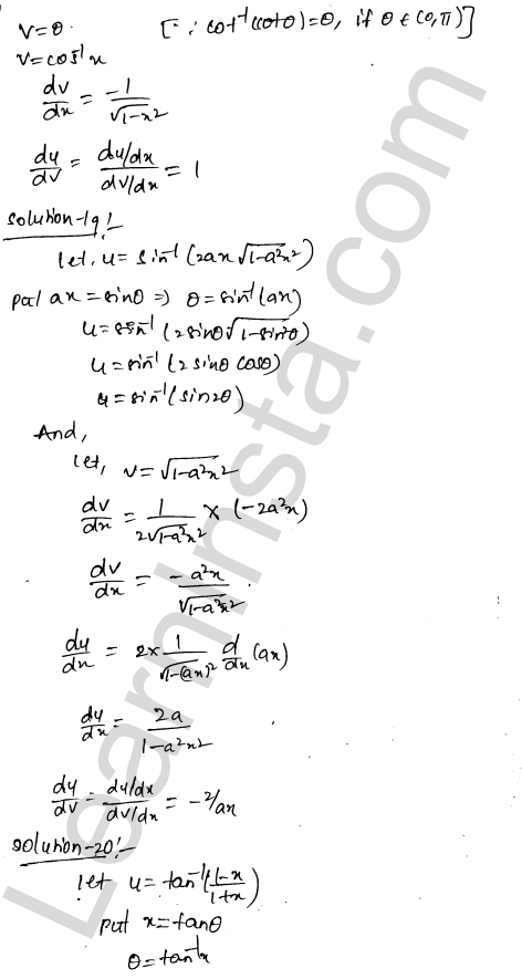RD Sharma Class 12 Solutions Chapter 11 Differentiation Ex 11.8 1.17