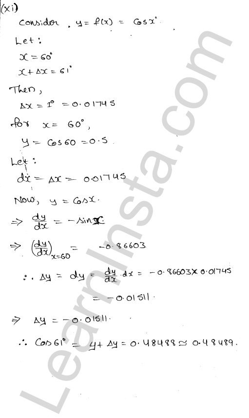 RD Sharma Class 12 Solutions Chapter 14 Differentials Errors and Approximations Ex 14.1 1.15