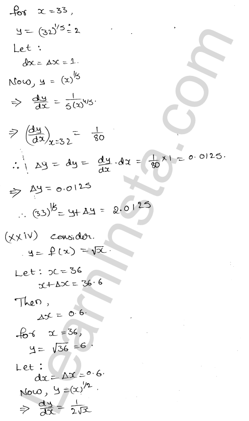 RD Sharma Class 12 Solutions Chapter 14 Differentials Errors and Approximations Ex 14.1 1.25